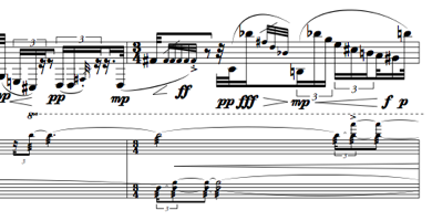 snapshot of score of Music from the Heart of a Dog